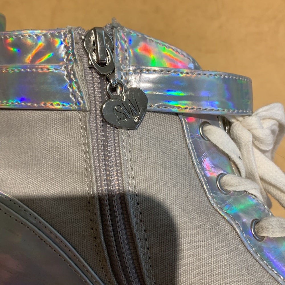 Stuart Weizmann Silver Metallic With Grey Heeled … - image 6